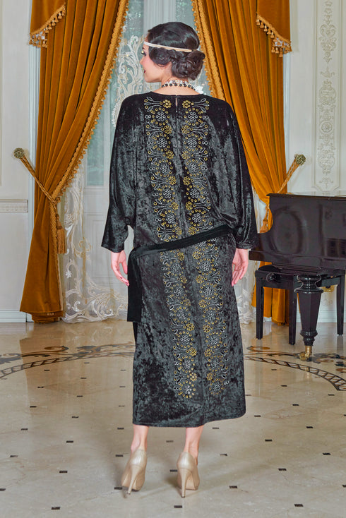 Rochie catifea cu broderie  Liza Panait Liza Panait Online Boutique